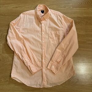 J.Crew Shirt Men's Large Orange Gingham Check Cotton Long Sleeve Preppy